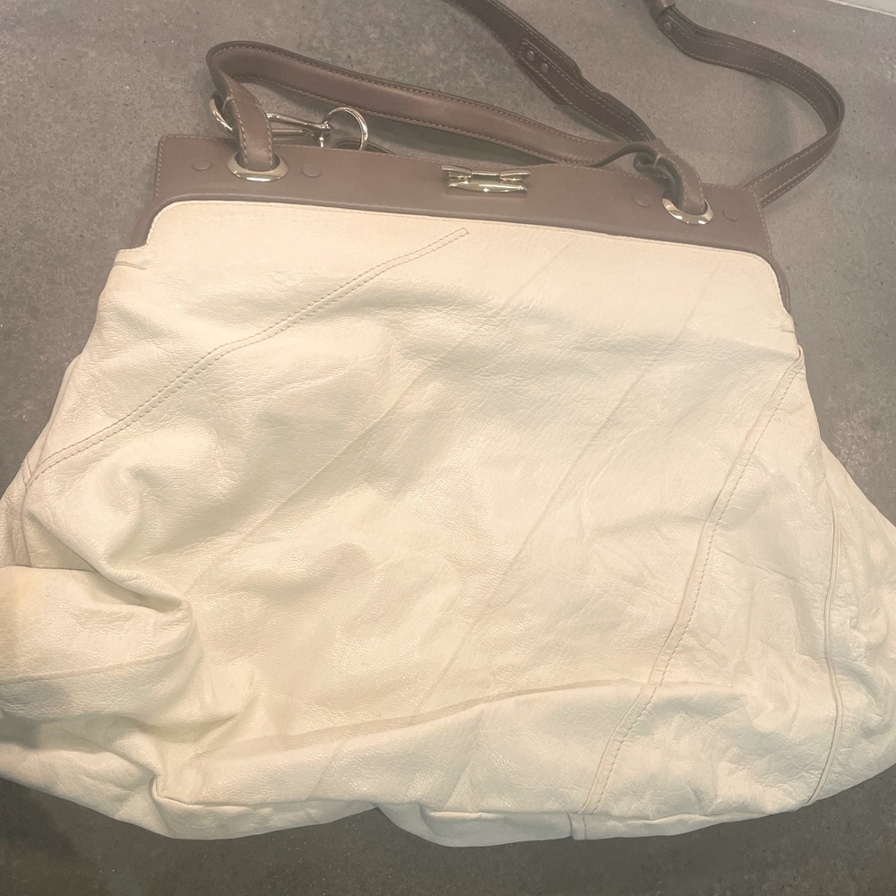 Chloe white and brown leather handbag
